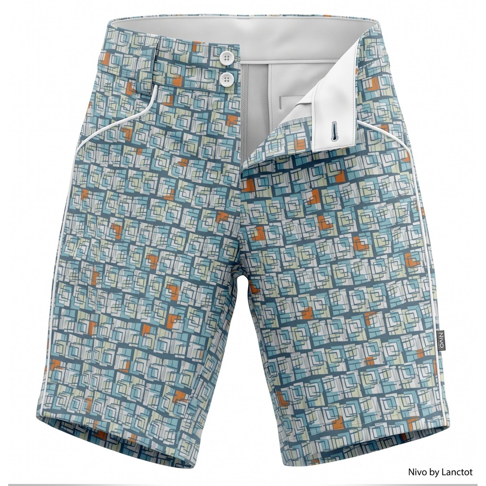 Nivo by Lanctot Womens‎ Golf Shorts Size 6 Geometric Abstract Print Teal Orange